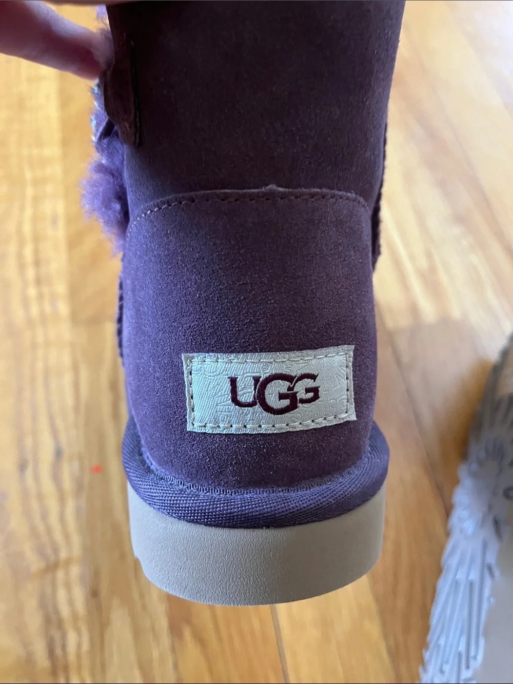 Plush Purple Ankle Ugg Boots with Crystal Accent